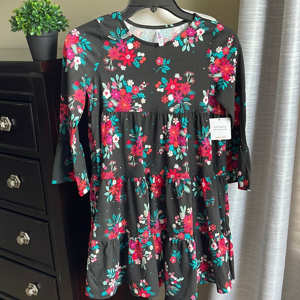 Fabkids floral tiered girls dress size large 10/12